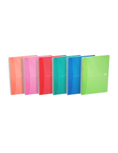 Oxford Office My Colours Cuaderno Espiral A4 - Tapa de Plastico - 5x5 - 90 Hojas - Colores Surtidos