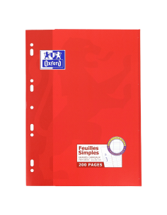 Oxford Recambio A4 100 Hojas Seyes con Margen - Papel de Alta Calidad - Cuadricula Seyes para Escritura Ordenada - Margen