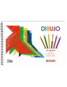 Enri Pajarita Bloc de Dibujo A4-Tapa Blanda - 20 Hojas 120gr - Microperforado - 2 Taladros con Recuadro