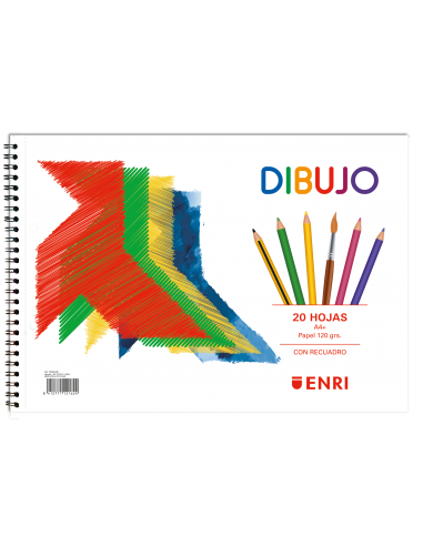 Enri Pajarita Bloc de Dibujo A4-Tapa Blanda - 20 Hojas 120gr - Microperforado - 2 Taladros con Recuadro