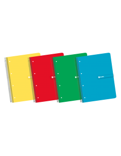 Enri A4-Europeanbook - Tapa Dura - Espiral - 80 Hojas - Cuadricula 5x5 - Colores Surtidos