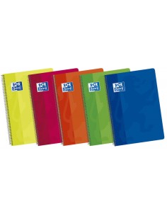 Oxford School Classic F-Cuaderno Espiral Tapa Blanda 4x4 - 80 Hojas - Colores Vivos - Margen 4x4 - Ideal para Estudiantes