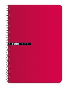Enri Status 4-Tapa Dura Cuaderno Espiral 4x4 con Margen 100 Hojas Rojo - Cuaderno de Tapa Dura - Cuadriculado 4x4 con