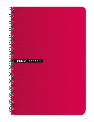 Enri Status 4-Tapa Dura Cuaderno Espiral 4x4 con Margen 100 Hojas Rojo - Cuaderno de Tapa Dura - Cuadriculado 4x4 con