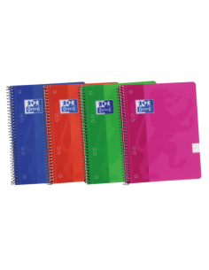 Oxford School Classic A5-Europeanbook Spiralflex - Tapa de Plastico Resistente - 1 Linea por Pagina - 50 Hojas - Colores
