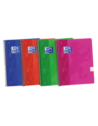 Oxford School Classic A5-Europeanbook Spiralflex - Tapa de Plastico Resistente - 1 Linea por Pagina - 50 Hojas - Colores