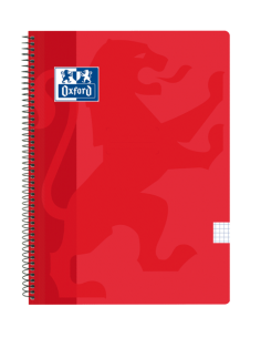 Oxford School Classic Cuaderno Espiral Tapa de Plastico Folio 4x4 - 80 Hojas - Tapa de Plastico - Color Rojo