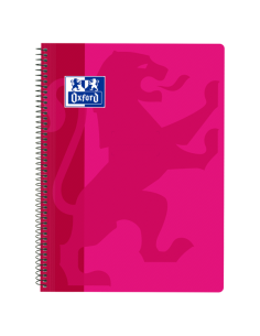 Oxford School Classic Cuaderno Espiral Tapa de Plastico Folio 4x4 - 80 Hojas - Margen - Ideal para Estudiantes - Color Fucsia