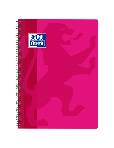 Oxford School Classic Cuaderno Espiral Tapa de Plastico Folio 4x4 - 80 Hojas - Margen - Ideal para Estudiantes - Color Fucsia