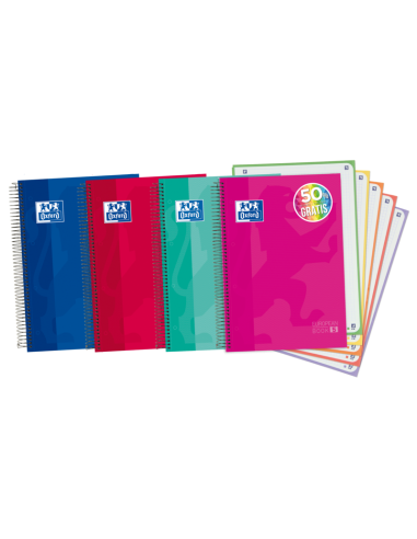 Oxford School Classic A4-Europeanbook - Tapa Extradura - 5 Liso - 120 Hojas - Colores Surtidos