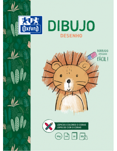 Oxford Dibujo Infantil Ocio - Bloc Encolado A4 - Tapa Blanda Contratapa Rigida - 20 Hojas 90gr