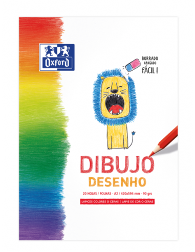 Oxford Dibujo Infantil Ocio Bloc Encolado Dibujo A2 - Tapa Blanda Contratapa Rigida - 20 Hojas - 90gr
