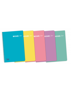 Enri Plus 4-Cuaderno Espiral 4x4 - Tapa de Plastico - 80 Hojas 90gr - Colores Surtidos