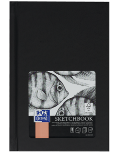 Oxford Artbooks A6 Cuaderno Cosido Esbozo - Tapa Extradura Resistente - 96 Hojas de 100gr - Color Negro