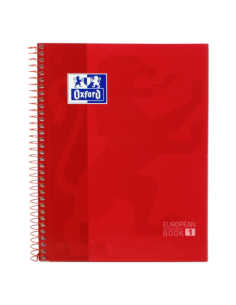 Oxford School Classic A5-Europeanbook - Tapa Extradura - Cuadricula 5x5 - 80 Hojas - Color Rojo