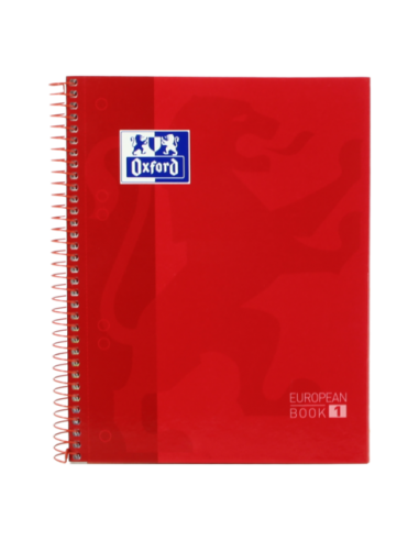 Oxford School Classic A5-Europeanbook - Tapa Extradura - Cuadricula 5x5 - 80 Hojas - Color Rojo