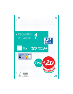 Oxford School A4 Recambio - 100 20 Hojas - Color Ice Mint