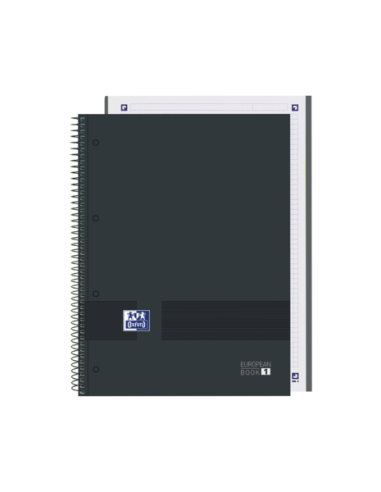 Oxford & You A4-Europeanbook - Tapa Extradura Resistente - Cuadricula 5x5 - 80 Hojas - Color Negro