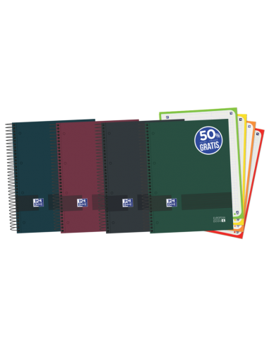 Oxford & You Cuaderno A5-Tapa Extradura Europeanbook - 120 Hojas - Cuadricula 5x5 - Colores Surtidos