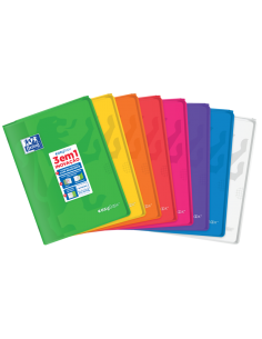 Oxford Easybook A4 Libreta Grapada - Tapa de Plastico Resistente - Cuadricula 5x5 con 2 Margenes - 48 Hojas de Papel de Alta