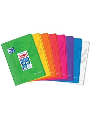 Oxford Easybook A4 Libreta Grapada - Tapa de Plastico Resistente - Cuadricula 5x5 con 2 Margenes - 48 Hojas de Papel de Alta