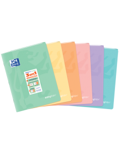 Oxford Easybook A4 Libreta Grapada - Tapa de Plastico Resistente - 1 Linea con 2 Margenes - 48 Hojas de Papel Pastel
