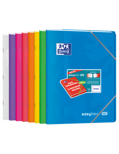 Oxford Easybook Max A4 Libreta Grapada - Tapa de Plastico Resistente - 1 Linea con 2 Margenes - 48 Hojas de Papel de Alta