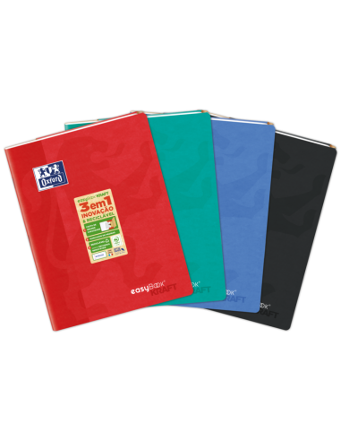 Oxford Easybook Kraft A4 - Tapa Blanda - Libreta Grapada - 1 Linea con 2 Margenes - 48 Hojas - Colores Surtidos