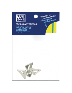 Oxford Cantoneras Metalizadas para Carpeta o Cuaderno - Pack de 4 Unidades - Protege Las Esquinas de tus Documentos - Diseño
