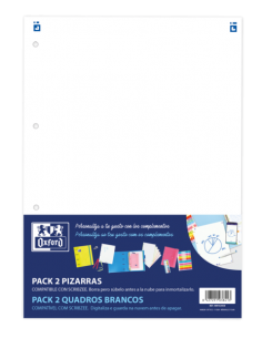 Oxford Complementos Pack 2U Pizarras W&E - Superficie de Escritura Magnetica - Incluye Rotulador y Borrador - Facil de