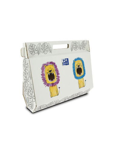 Oxford Lote Kids Pintura Caja Pintable - Incluye Bloc de Dibujo y Pintura - Estuche Kangoo - Temperas de Colores Variados