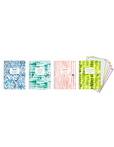 Oxford Japandi A4-Europeanbook 5 Tapa Extradura - Cuaderno con 120 Hojas - Tamaño A4-- 5x5 Cuadricula - 4 Modelos