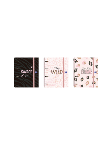 Oxford Animal Print Europeanbinder - Tapa Extradura con Diseño Animal Print - Lomo de 45mm - Anillas de 4Dx35mm - Incluye