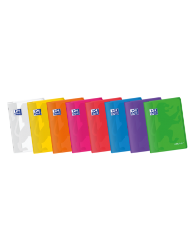 Oxford Easybook A4 Libreta Grapada - Tapa de Plastico Resistente - 48 Hojas con Margen - Cuadricula 4x4 - Colores Surtidos