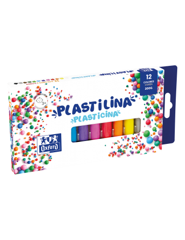 Oxford Plastilina 12 Colores 100gr - Textura Suave y Maleable - Ideal para Modelar y Crear Obras de Arte