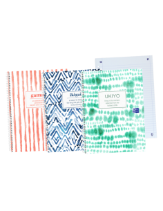 Oxford Japandi A4-Europeanbook - Tapa Extradura Resistente - 1 Linea y 2 Margenes para Organizacion - 80 Hojas de Alta