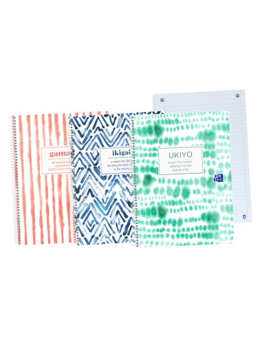 Oxford Japandi A4-Europeanbook - Tapa Extradura Resistente - 1 Linea y 2 Margenes para Organizacion - 80 Hojas de Alta