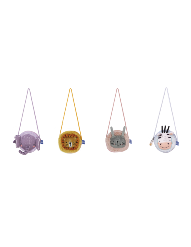 Oxford Kids Bolsito Infantil de Tacto Suave Peluche - Ideal para Niños Pequeños - Diseño de 4 Animalitos - Textura Suave y