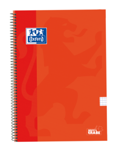 Oxford School Classic Cuaderno Espiral Tapa Extradura Write&Erase - Folio 4x4 con Margen - 80 Hojas - Color Naranja
