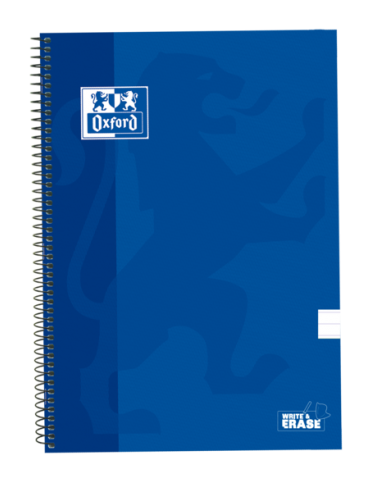 Oxford School Classic Cuaderno Espiral Tapa Extradura Write&Erase - Folio 1 Linea con Margen - 80 Hojas - Color Azul Marino