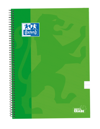 Oxford School Classic Cuaderno Espiral Tapa Extradura Write&Erase - Folio 1 Linea con Margen - 80 Hojas - Color Verde