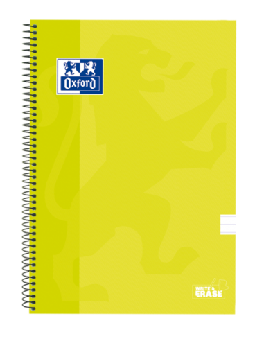 Oxford School Classic Cuaderno Espiral Tapa Extradura Write&Erase - Folio 1 Linea con Margen - 80 Hojas - Color Lima