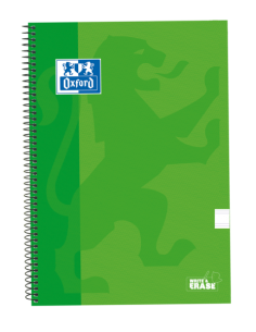Oxford School Classic Cuaderno Espiral Tapa Extradura Write&Erase - Folio Pauta 2.5mm - 80 Hojas - Color Verde