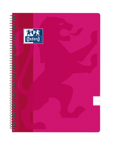Oxford School Classic Cuaderno Espiral Tapa de Plastico Folio - 1 Linea con Margen - 80 Hojas - Color Fucsia