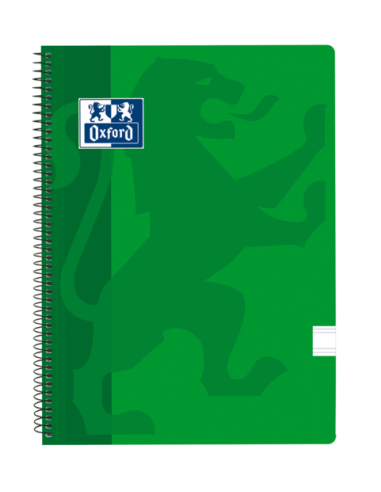 Oxford School Classic Cuaderno Espiral Tapa de Plastico Folio - Pauta 2.5 con Margen - 80 Hojas - Color Verde