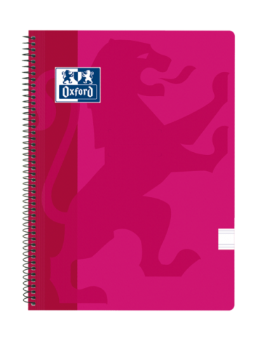 Oxford School Classic Cuaderno Espiral Tapa de Plastico Folio - Pauta 2.5 con Margen - 80 Hojas - Color Fucsia