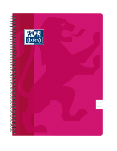 Oxford School Classic Cuaderno Espiral Tapa de Plastico Folio - Pauta 3.5 con Margen - 80 Hojas - Color Fucsia