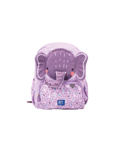 Oxford Kids Mochila Infantil 8.5L Tacto Suave Peluche - Diseño de Ellie Elefante - Ideal para Niños Pequeños - Espaciosa y