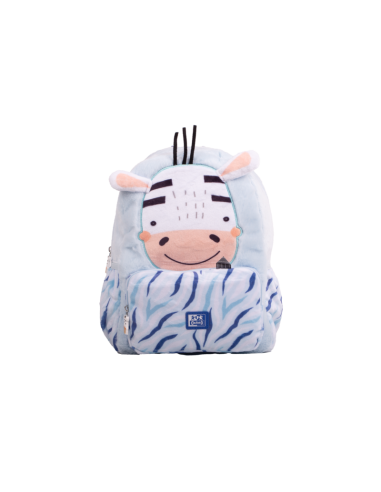 Oxford Kids Mochila Infantil 8.5L Tacto Suave Peluche Surtido Zoe Cebra - Diseño Divertido de Cebra - Tacto Suave de Peluche