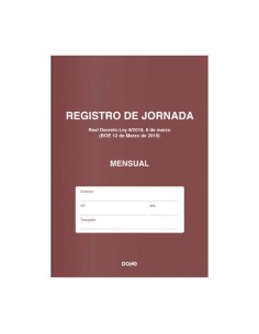 Dohe Libro de Registro de Jornada - 12 Hojas Mensuales - Ideal para 1 Empleado 1 Año - Papel de 120 gr